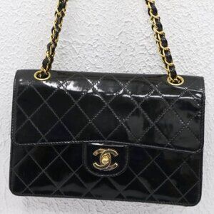 Chanel Quilted Patent Leather CC Square Flap Bag